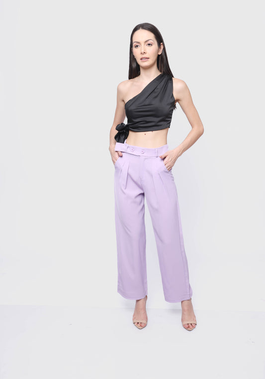 Button pleated trouser