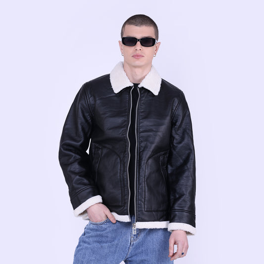 Faux leather Sherpa Jacket