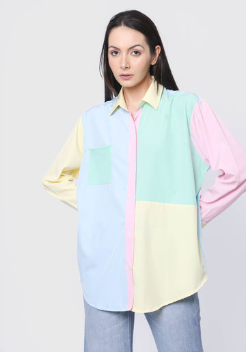 Multi colour patch one pocket shirt