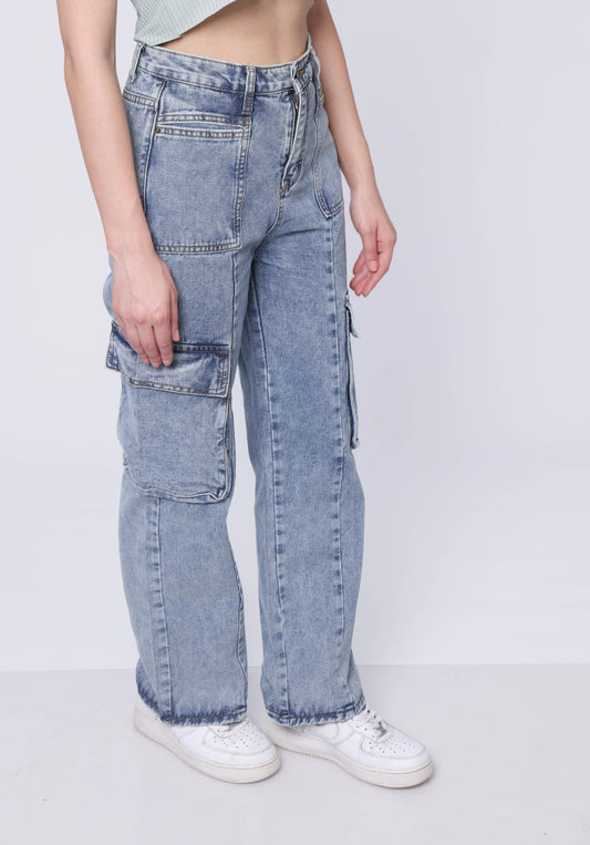 Pocket wide leg jeans