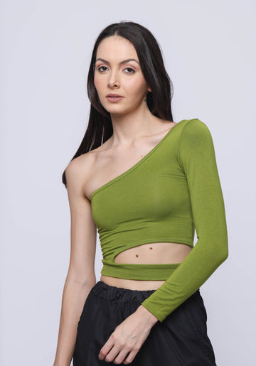 One shoulder cut out top