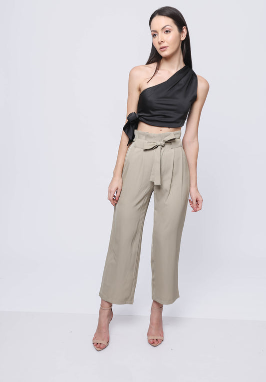 Gathered Straight Leg Pants